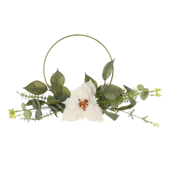 CHRISTMAS DECORATION - ARTIFICIAL POINSETTIA WITH RIM 45 CM WHITE