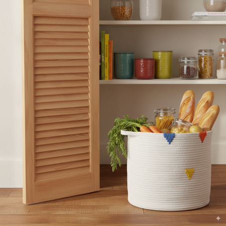 COS DE RÂNDURI/JUCĂRII 32 x 29 CM ROTUND ALB CU PATRON COLORAT DIM. M *4991