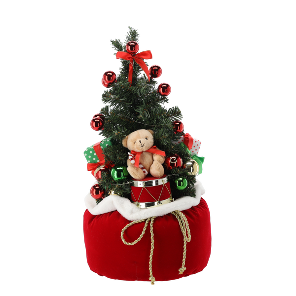 CHRISTMAS FIGURE - ARTIFICIAL CHRISTMAS TREE IN SANTA'S SACK - LED + MELODY