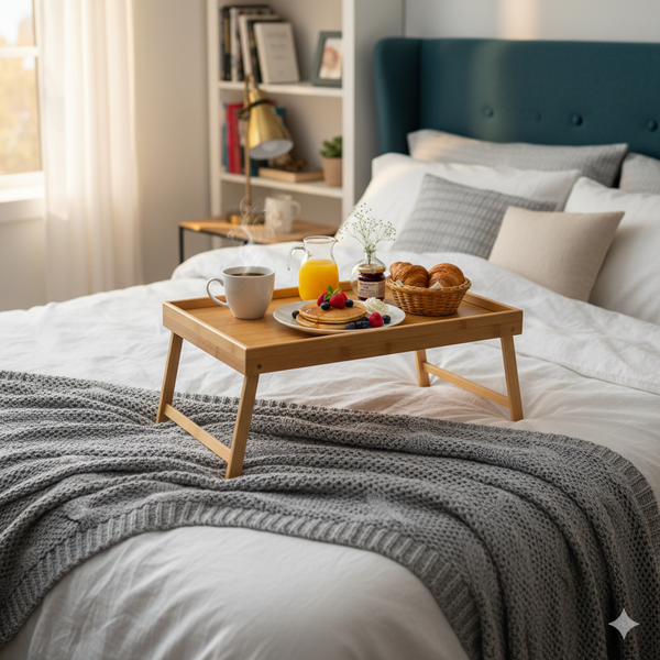 BREAKFAST TABLE/LAPTOP BED TABLE WITH FOLDING LEGS 50X30X4/21CM