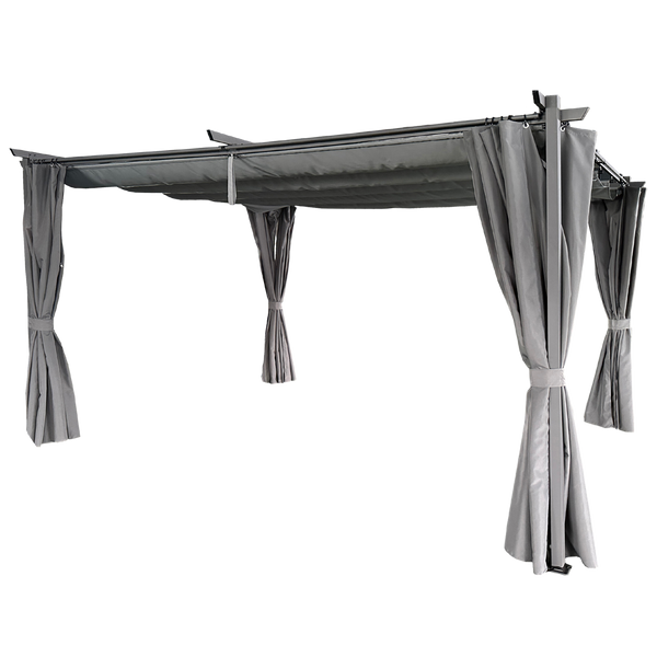 ROLLER BLIND / AWNING WITH ROD FOR PERGOLA 3 X 4 M GREY