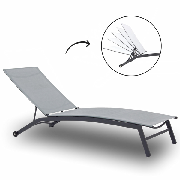 GARDEN LOUNGER 195X63X90CM GREY