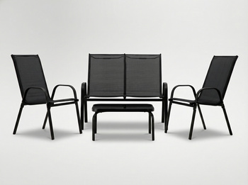 GARDEN FURNITURE SET WITH TABLE - BLACK