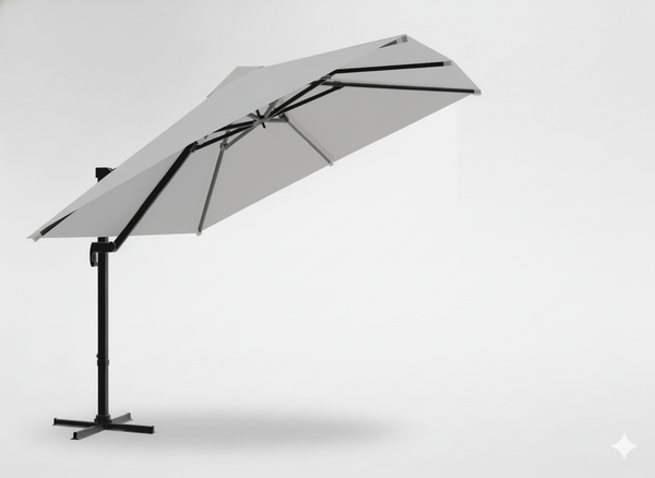 PARASOL OGRODOWY "ROMA" 3 x 4 M SZARY Z POKROWCEM