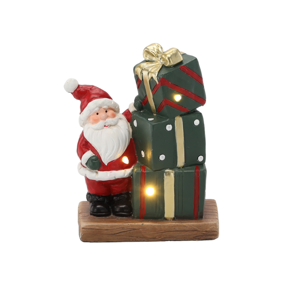 FIGURINE OF THE NATIVITY - SANTA WITH PRESENTS 15,6 X 8 X 19,8 CM LED pack=2pcs