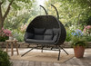 FOTEL WISZĄCY TONDER TRZYOSOBOWY - CZARNY, CZARNA PODUSZKA, CZARNA RAMA