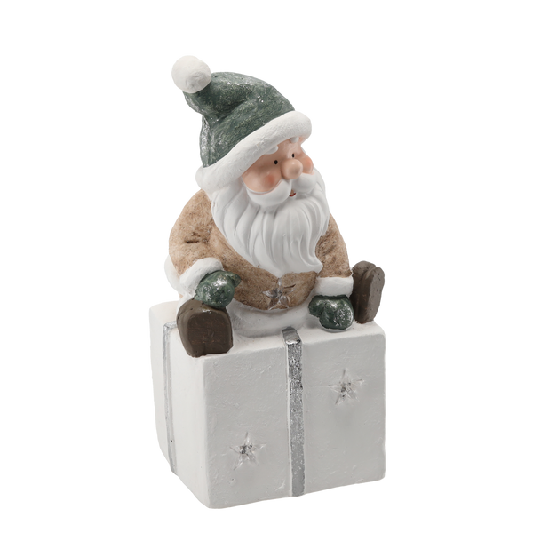 FIGURKA BOŽÍ MOC. - MIKULÁŠ SEDÍCÍ NA DÁRKU 22,5 X 18 X 43,5 CM LED *1179