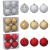 SET OF 4 BAUBLES 8 CM RED/GOLD/SILVER