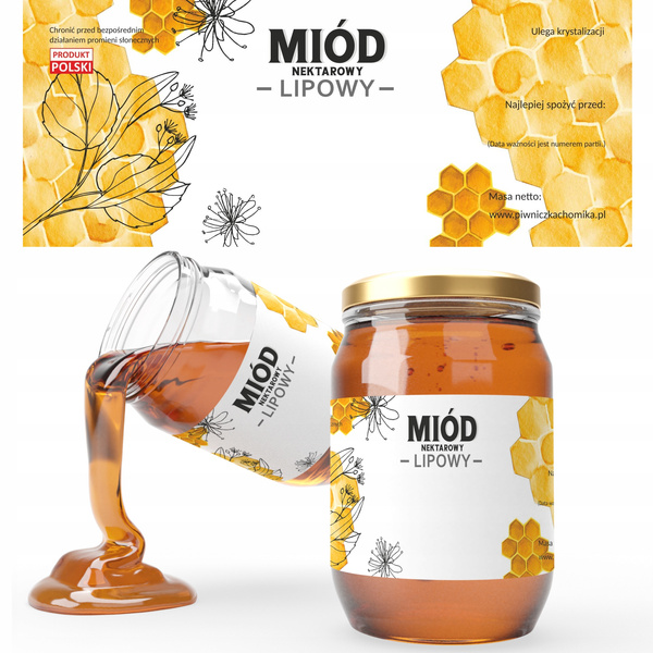 SET OF 100 LABELS HONEY NECTAR LINDEN 154 x 60 MM