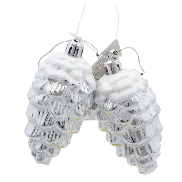 SET OF 2 CHRISTMAS TREE DECORATIONS PINECONE 9 CM