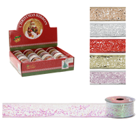 VÁNOČNÍ DEKORATIVNÍ STUHA 3,8 CM x 2,7 M MIX BARVY bal=24ks *4741