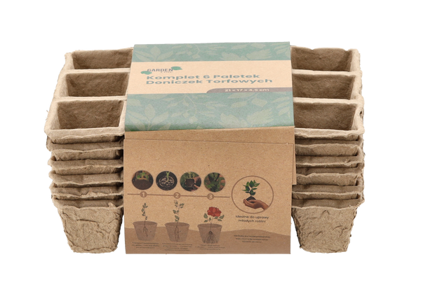 SET OF 6 PALLETS OF PEAT FLOWERPOTS 21 X 17 X 4,5 CM
