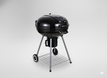 CHARCOAL KETTLE BBQ WITH LID, ASH PAN AND WHEELS 66 x 57 x 85 CM
