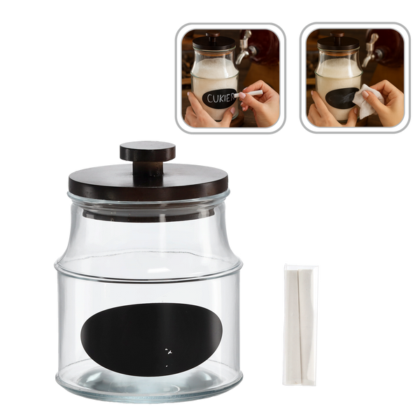 JAR 1.9 L WITH WOODEN LID, WRITING LABEL AND CHALK