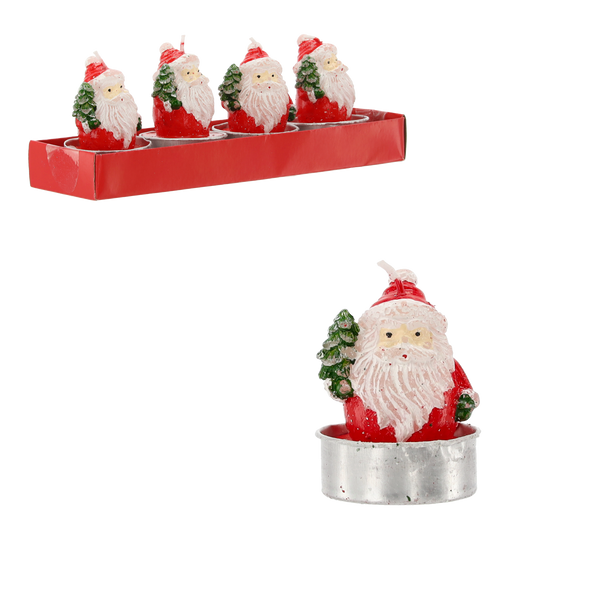 SET OF 4 CANDLES SANTA CLAUS WITH TREE