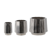 CERAMIC COVER FOR A POT 44 x 44 x 40 CM SILVER WITH STRIPES