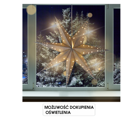 GWIAZDA DEKORACYJNA PAPIEROWA 60 CM SZARA Z GWIAZDKAMI opak=12szt *2099