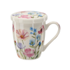KUBEK PORCELANOWY Z ZAPARZACZEM I POKRYWKĄ 340 ML MIX KWIATOWYCH WZORÓW *1902