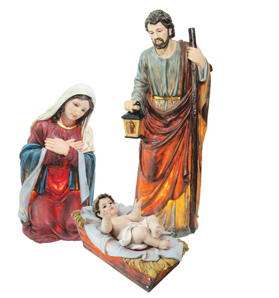 SET OF 3 ILLUMINATED FIGURES - HOLY FAMILY 120 CM RESIN