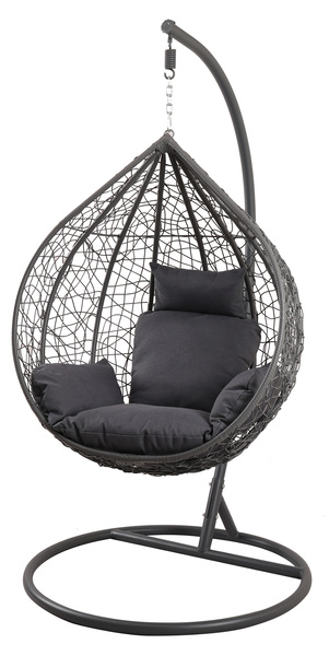 HANGING CHAIR SIZE. S DARK GREY, CUSHION - DARK GREY, FRAME - DARK GREY *9719