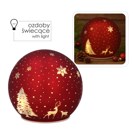GLASS BAUBLE - RED CHRISTMAS TREE 12 x 11 CM