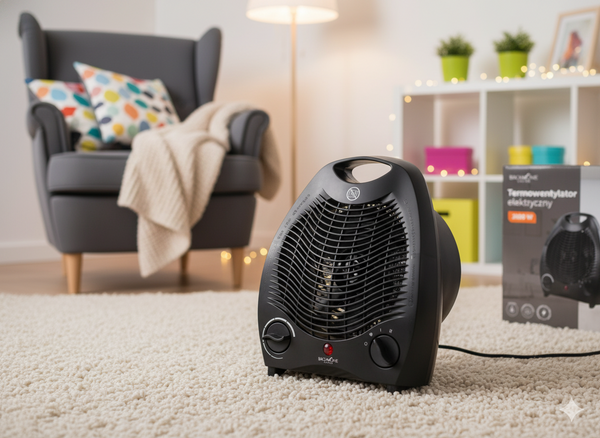 Elektrický ventilátor / Fritéza s bezpečnostním vypínačem černá 2000 W *3001