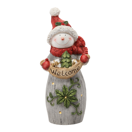 FIGURINE OF THE NATIVITY SCENE - SNOWMAN WITH THE INSCRIPTION "WELCOME" 26 X 22 X 55 CM LED