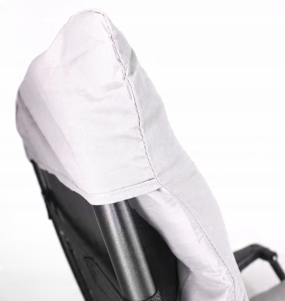 FOLDING GARDEN LOUNGER WITH STAND, POCKET, BLACK WITH GRAY CUSHION