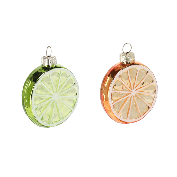 SKLENENÁ OZDOBA - PLÁTOK CITRUSU MIX FARIEB 5,6 x 1,5 CM balenie=12ks *2386