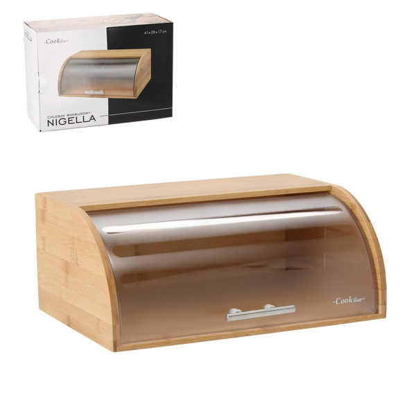 CHLEBAK NIGELLA - BAMBUSOWY Z POKRYWĄ Z TWORZYWA SZTUCZNEGO 41 x 28 x 17 CM
