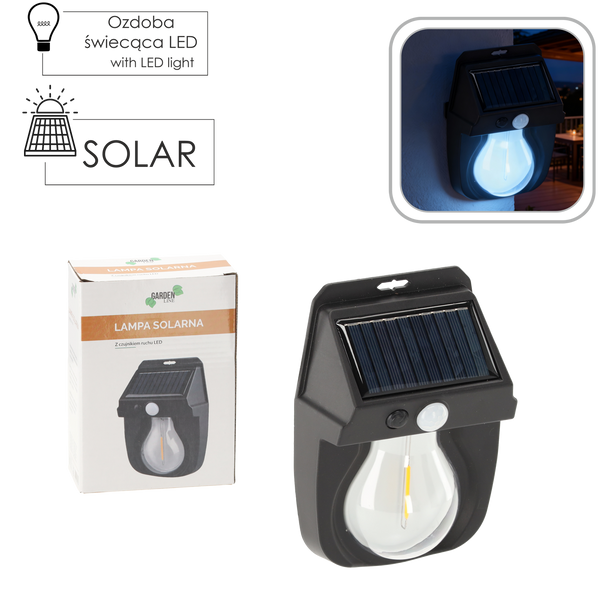 SOLÁRNA LED LAMPA S PIR SENZOROM 11 x 5,5 x 15,7 CM *5646