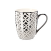 KÁVOVÝ HRNEK PORCELÁNOVÝ STŘÍBRNO-BÍLÝ 340ML MIX VZORŮ balení=12 ks *6219