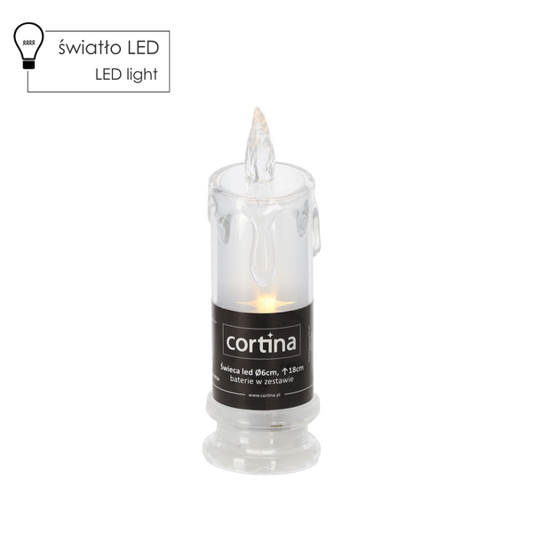 LED HOLO ACRYLIC CANDLE 18CM WITH BATTERIES WARM WHITE*2433