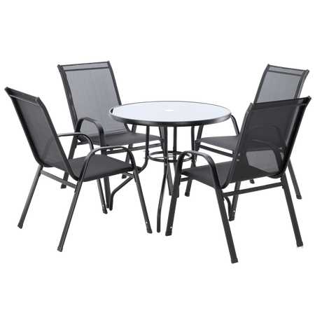 SET DE MOBILIER DE GRĂDINĂ - 4 SCAUNE + MASĂ ROTUNDĂ - NEAGRĂ *3377