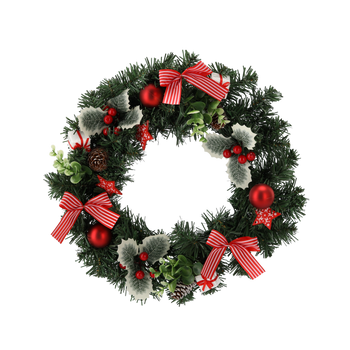 CHRISTMAS WREATH 40 CM RED WITH HOLLY