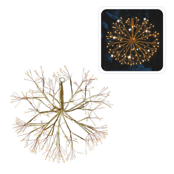 CHRISTMAS DECORATION - GOLDEN MISTLETOE 40 CM 288 MICROLED WARM WHITE + COLD FLASH IP44