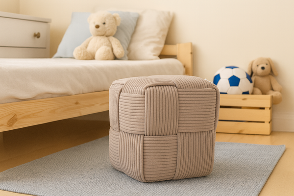 WOVEN CUBE POUF 40 X 40 X 40 CM GREY