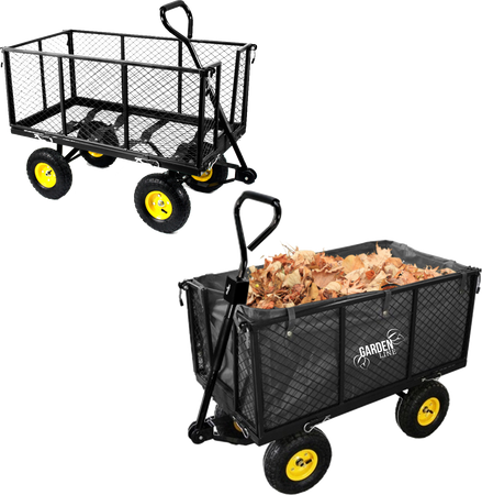 WÓZEK OGRODOWY DWUFUNKCYJNY XL - CZARNY Z PLANDEKĄ *0115