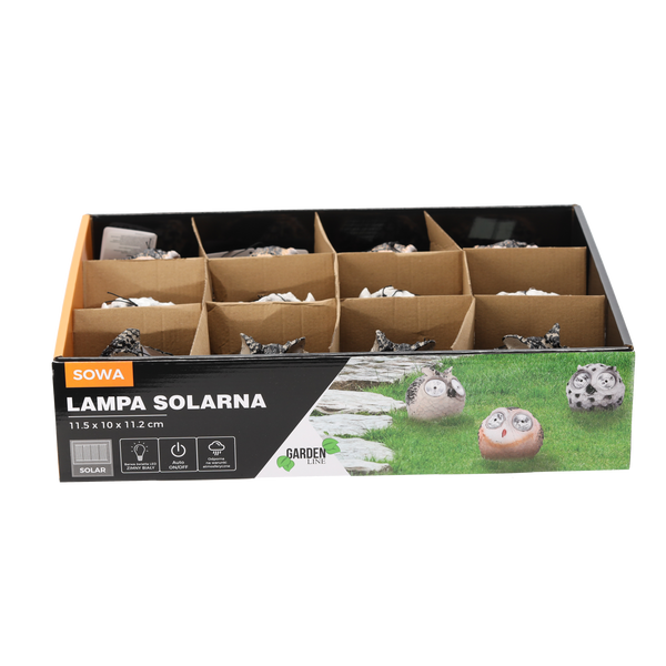 LAMPA SOLARNA SOWA 11,5 x 10 x 11,2 CM disp.12szt *0043