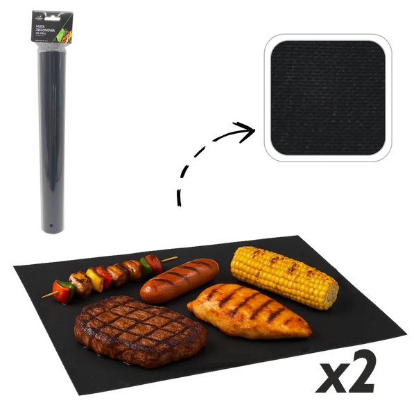 SET OF 2 TEFLON GRILL MATS FOR BBQ 40 x 33 CM