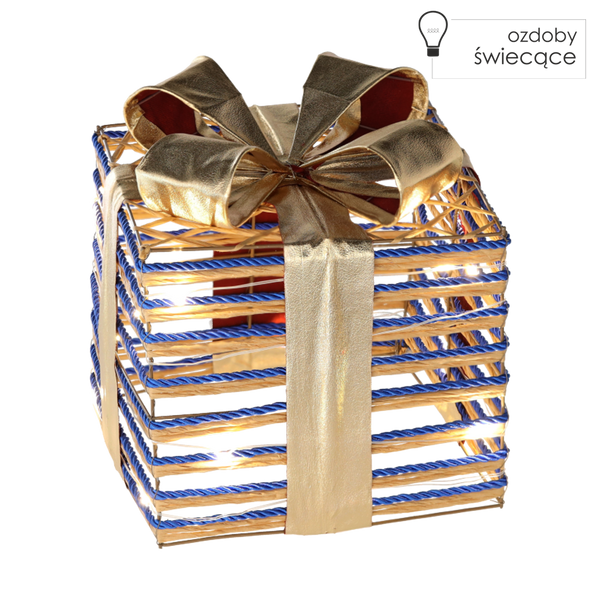CHRISTMAS DECORATION - GIFT WITH BOW BLUE 25 CM LED