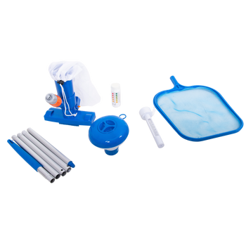 KIT DE CURĂȚARE PENTRU BAZIN MARE (DISTRIBUITOR, TERMOMETRU, TESTER PH, ASPIRATOR, PLASĂ, BÂTĂ) *2937