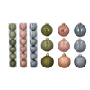 SET OF 6 BAUBLES 6 CM OLIVE/COPPER/GRAPHITE MIX DESIGNS