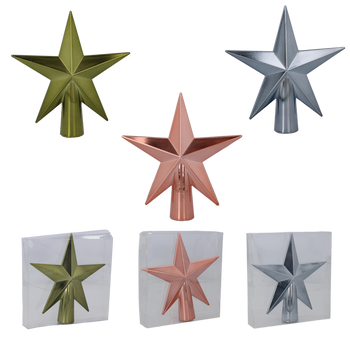 TREE TOPPER 15 CM STAR OLIVE/COPPER/GRAPHITE