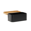 CHLEBAK LAURO - METALIC CU CAPAC DIN BAMBUS 30 x 23 x 18 x 15 CM NEGRU *3192