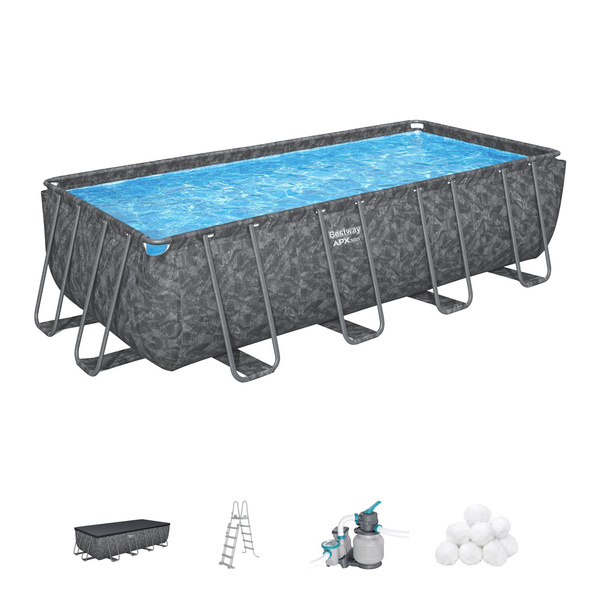 PISCINA CU RAME 5,49 X 2,74 X 1,32 M (POMPĂ DE NISIP, SCARĂ, CAPAC) 