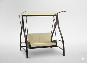 HUŚTAWKA OGRODOWA Z TECHNORATTANU 166 x 130 x 170 CM BRĄZOWA PREMIUM