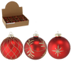 GLASS ORNAMENT - MATTE RED MIXED PATTERNS 8 CM