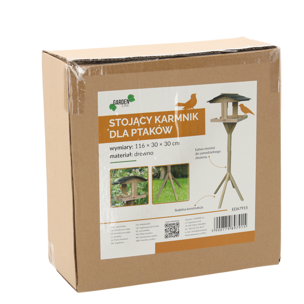 KARMNIK DLA PTAKÓW DREWNIANY NA NODZE 116 x 30 x 30 CM *7915