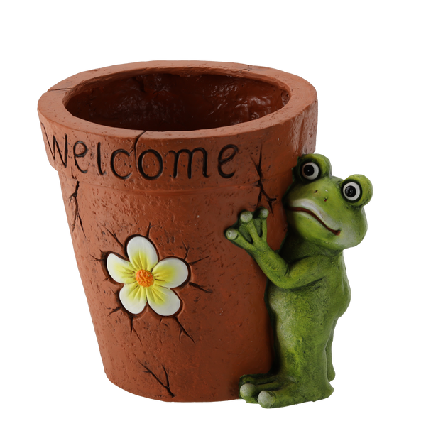 GARDEN FLOWER POT – WITH FROG AND FLOWER "WELCOME" 37 X 30 X 31 CM